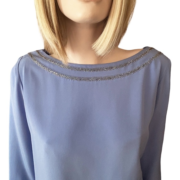 Evina Ruth Ullmann Dress Cowl back Lavender Beaded Vintage 80s Union Label ILGWU - Picture 8 of 16